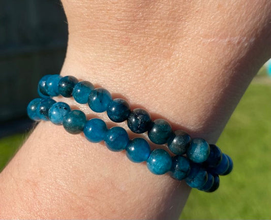 Blue Apatite Crystal Bead Bracelet
