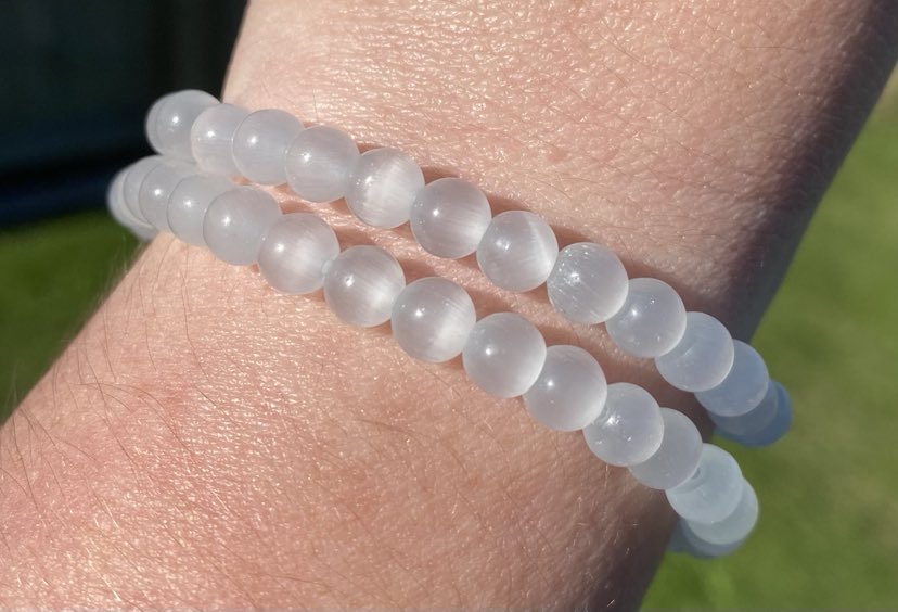 Selenite Crystal Bead Bracelet