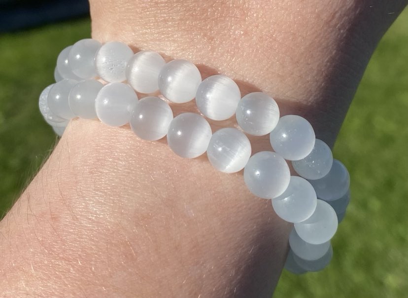 Selenite Crystal Bead Bracelet