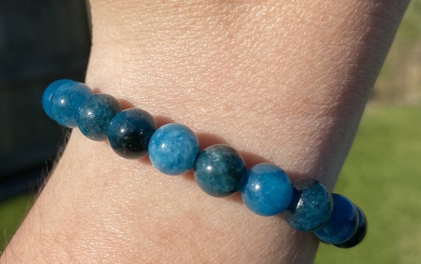 Blue Apatite Crystal Bead Bracelet