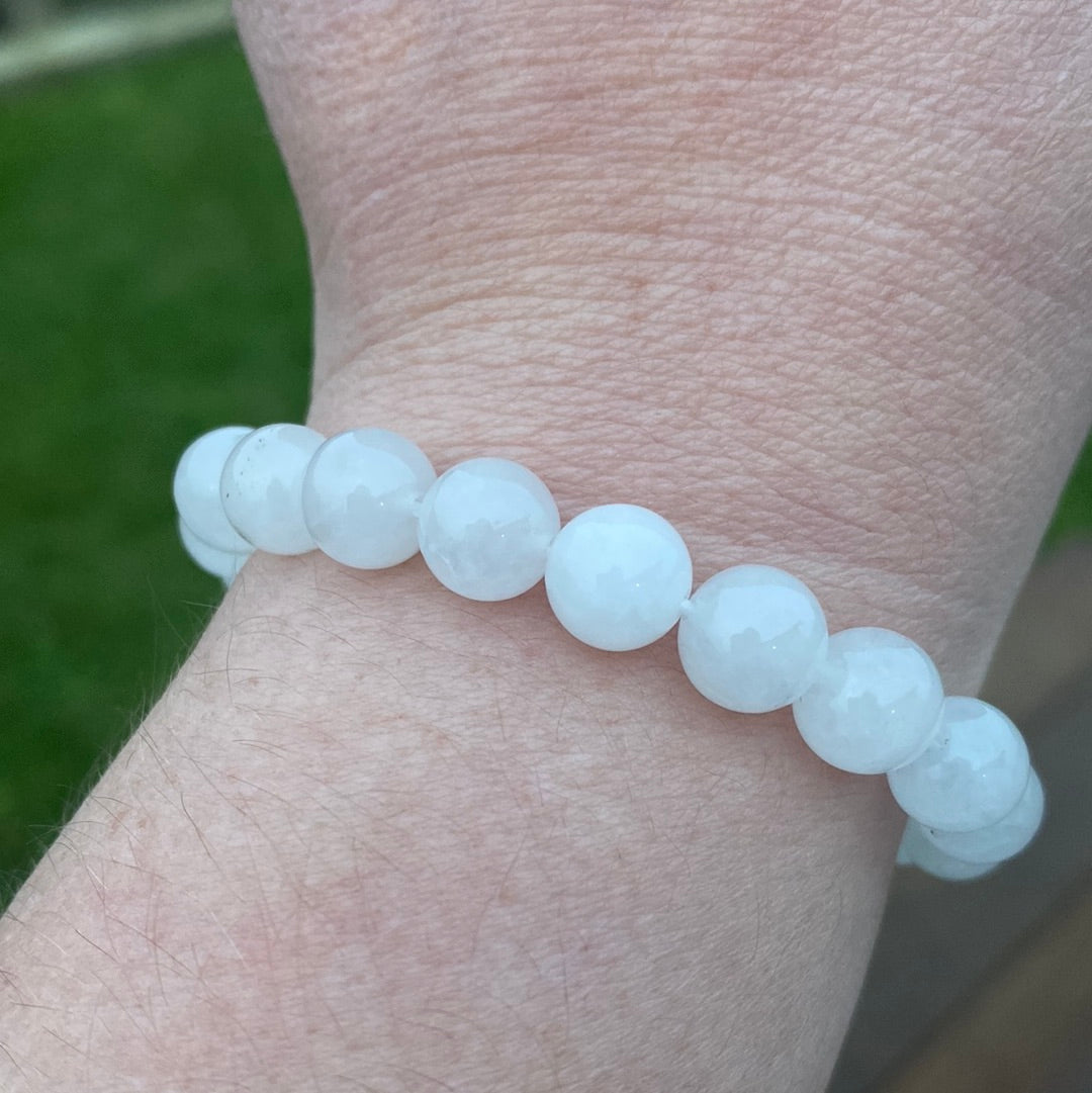 White Jade Crystal Bead Bracelet