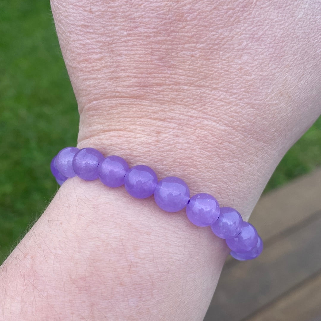 Purple Chalcedony Crystal Bead Bracelet