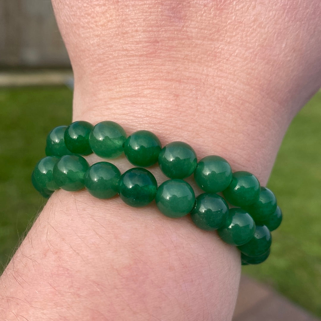 Green Chalcedony Crystal Bead Bracelet