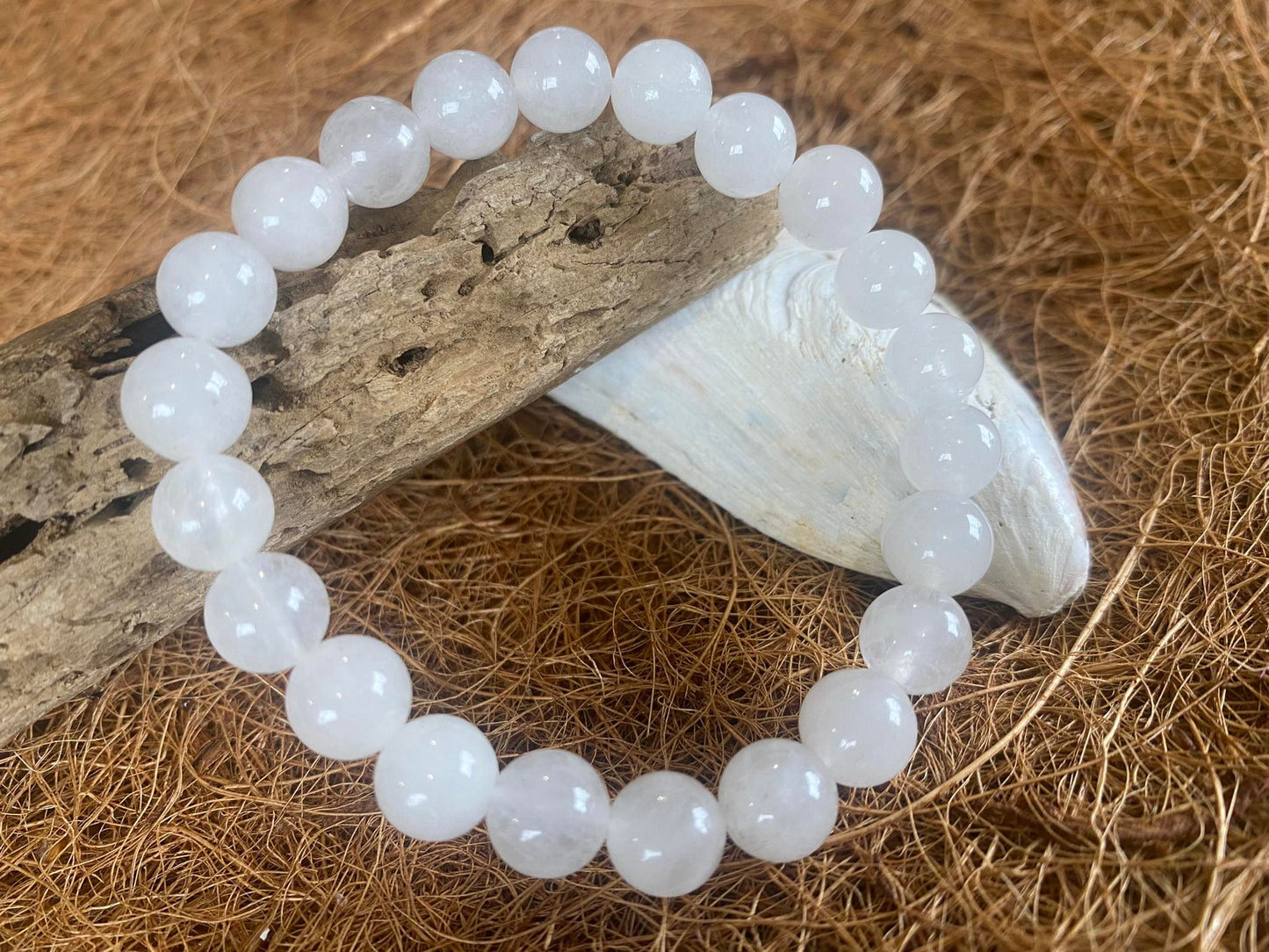 White Jade Crystal Bead Bracelet
