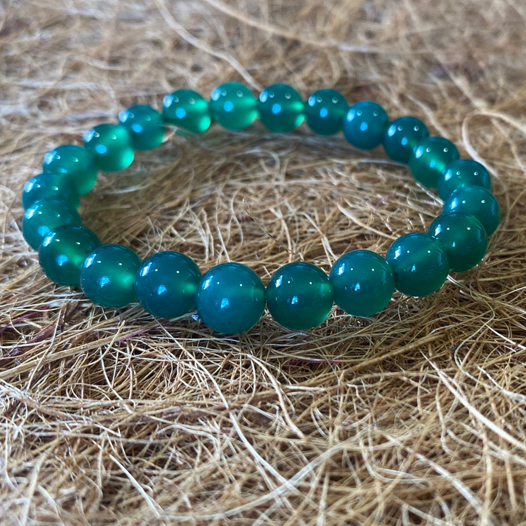 Green Agate Crystal Bead Bracelet