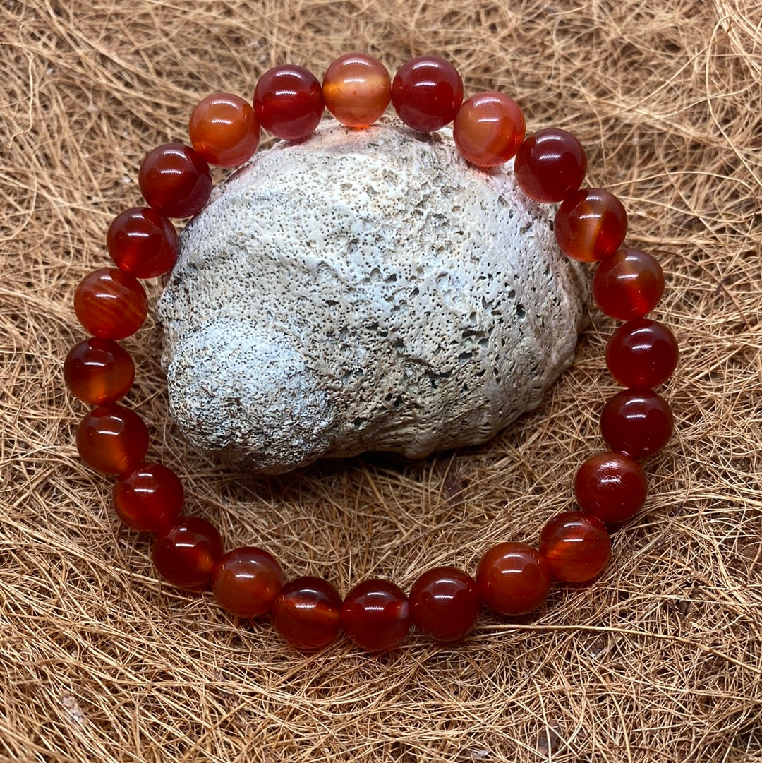 Red Agate Crystal Bead Bracelet