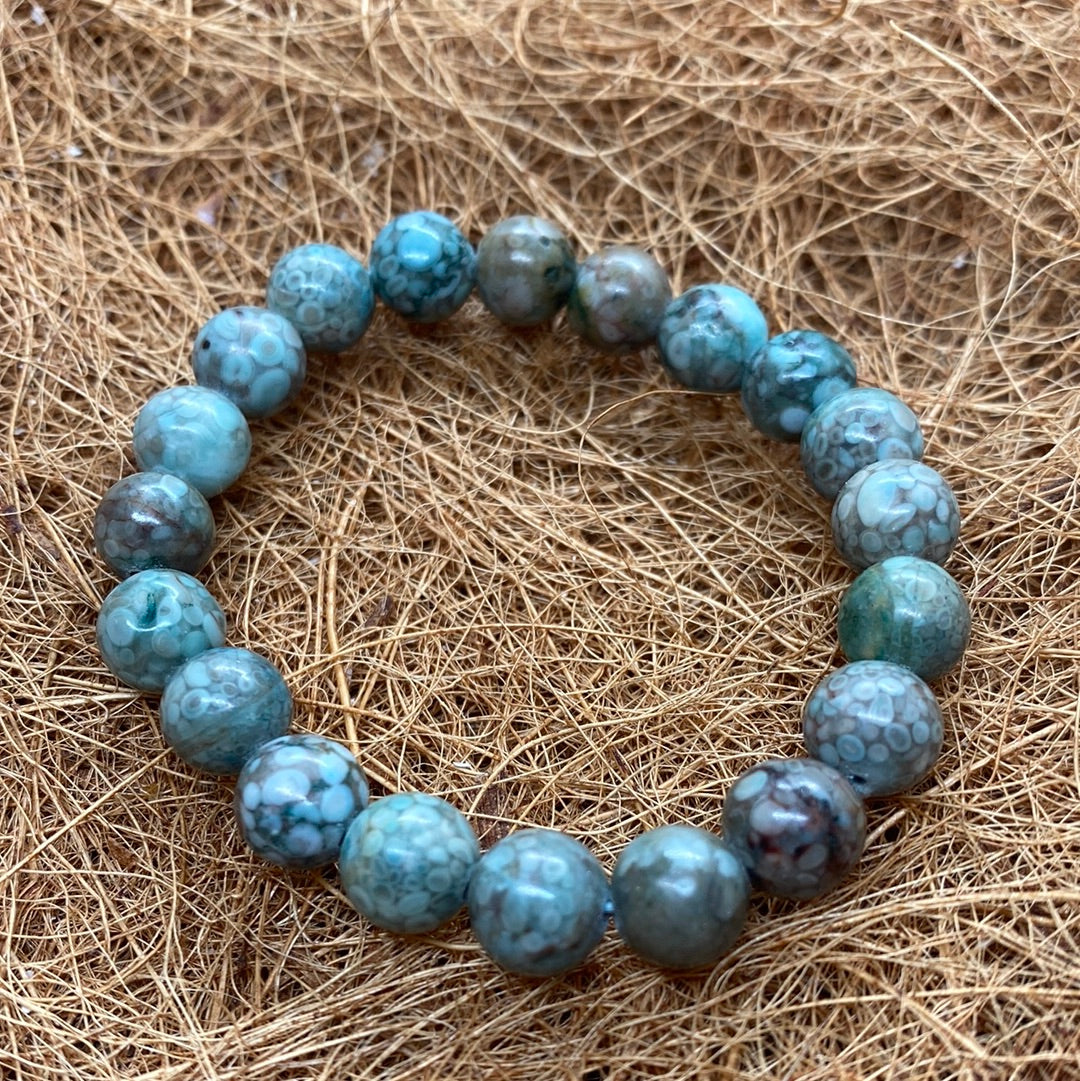 Blue Jade Crystal Bead Bracelet